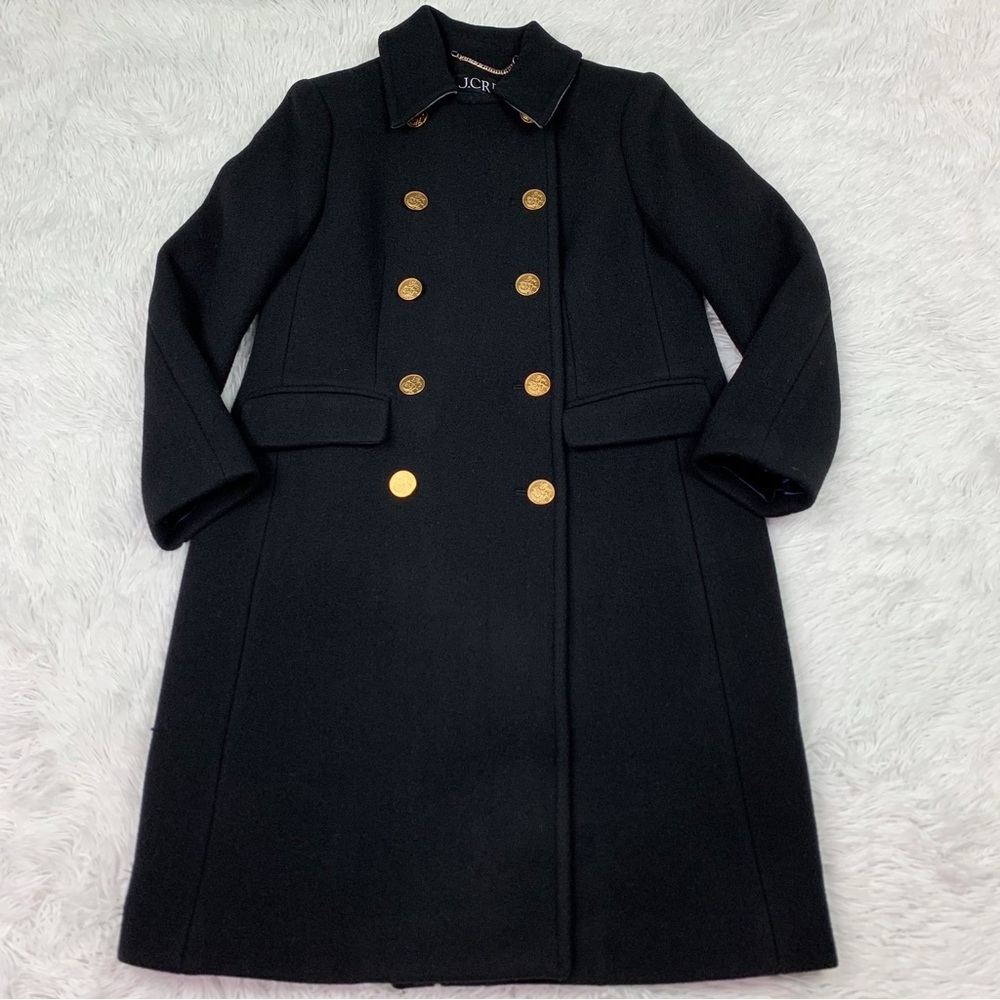 J Crew Petite Warwick topcoat in Italian stadium-cloth wool blend in black - Picture 2 of 16